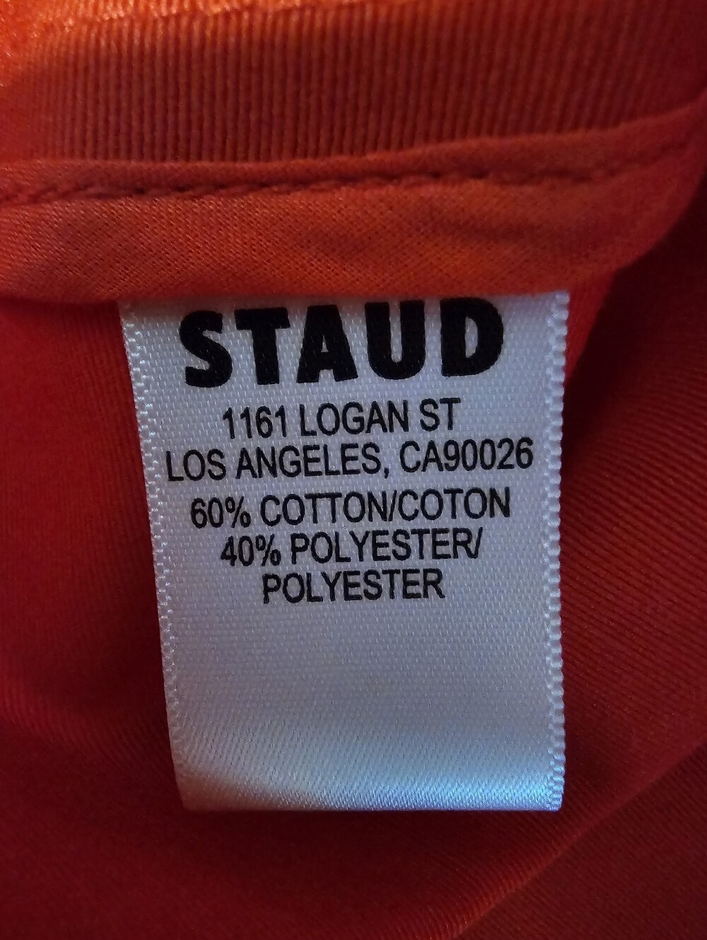 STAUD Red Structured Button Front Blouse Sz S Statement Collar Cinched Waist Top - Picture 6 of 9